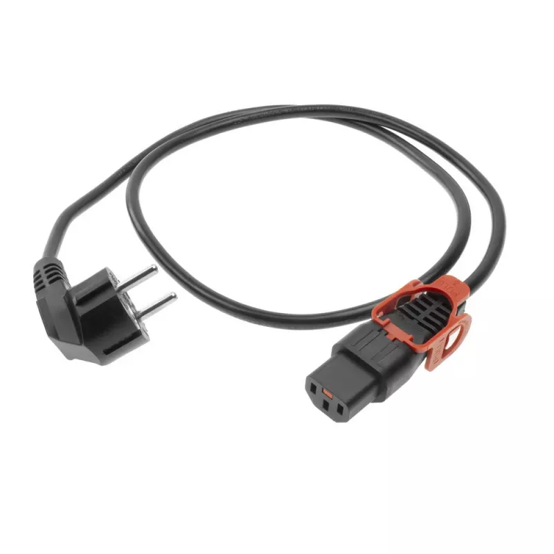ACT strāvas kabelis CEE 7/7 vīrišķais (leņķveida) - C13 IEC Lock+ melns 1 m, EL341S