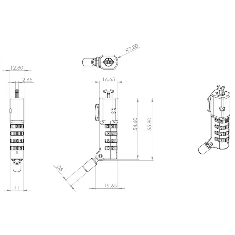 eSTUFF GLB220302 kabeļa slēdzene Melna 1,8 m