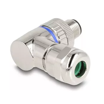 DeLOCK M12 Savienotājs A-kodēts 3 kontaktu vīrišķais 90° leņķa metāla