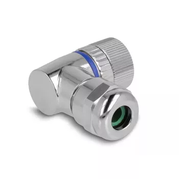DeLOCK M12 savienotājs A-kodēts 3 kontaktu, sievišķais, 90° leņķis, metāls