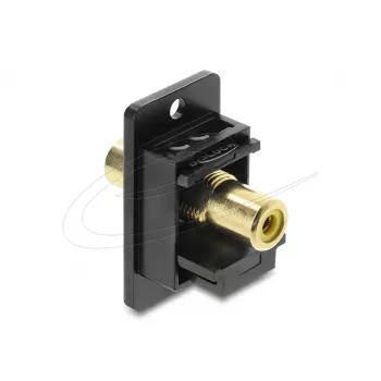 Keystone modulis DELOCK 91113 ar RCA uz RCA savienotājiem, plakana konstrukcija, melns/dzeltens