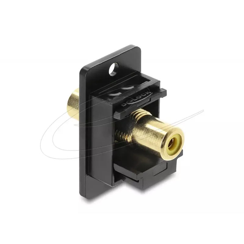 Keystone modulis DELOCK 91113 ar RCA uz RCA savienotājiem, plakana konstrukcija, melns/dzeltens