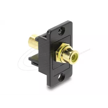 Keystone modulis DELOCK 91113 ar RCA uz RCA savienotājiem, plakana konstrukcija, melns/dzeltens