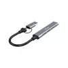 USB 3.2 Gen 1 4-portu centrmezgls EQUIP — 3× USB‑C + 1× USB‑A, 5 Gbit/s, alumīnijs, pelēks