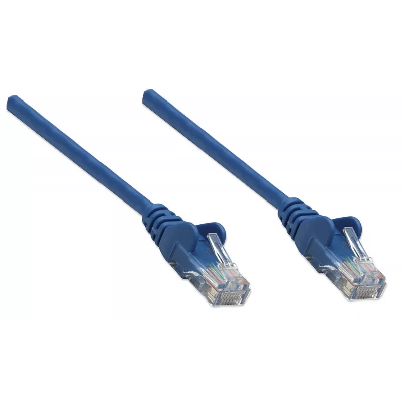 Intellinet tīkla komutācijas kabelis, Cat5e, 20 m, zils, CCA, U/UTP, PVC, RJ45, apzeltīti kontakti, bez aizķeršanās, ar aizsargapvalku, mūža garantija
