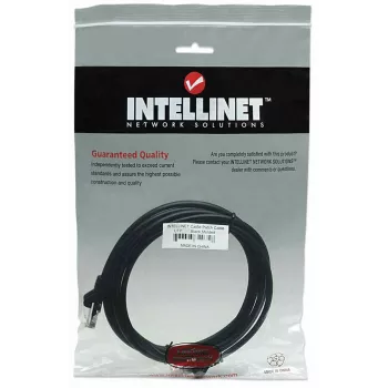 Intellinet tīkla komutācijas kabelis, Cat5e, 15 m, melns, CCA, U/UTP, PVC, RJ45, apzeltīti kontakti, bez aizķeršanās, ar aizsarguzmavu, mūža garantija