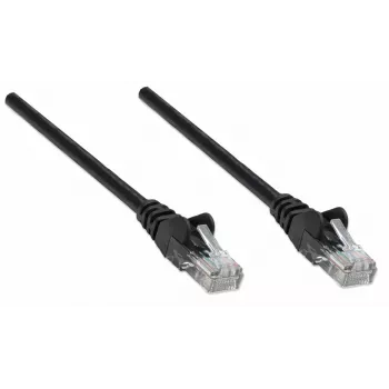 Intellinet tīkla komutācijas kabelis, Cat5e, 15 m, melns, CCA, U/UTP, PVC, RJ45, apzeltīti kontakti, bez aizķeršanās, ar aizsarguzmavu, mūža garantija