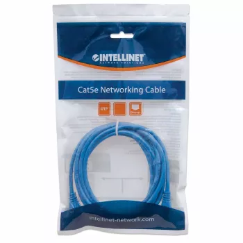 Intellinet tīkla komutācijas kabelis, Cat6, 7,5 m, zils, CCA, U/UTP, PVC, RJ45, zeltīti kontakti, bez aizķeršanās, ar uzmavu, mūža garantija