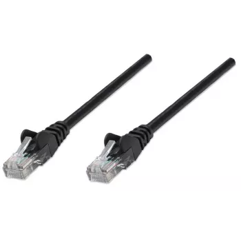 Intellinet tīkla komutācijas kabelis, Cat6, 7,5 m, melns, CCA, U/UTP, PVC, RJ45, apzeltīti kontakti, bez aizķeršanās, ar aizsargapvalku, mūža garantija