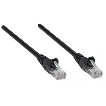Intellinet tīkla komutācijas kabelis, Cat6, 7,5 m, melns, CCA, U/UTP, PVC, RJ45, apzeltīti kontakti, bez aizķeršanās, ar aizsargapvalku, mūža garantija