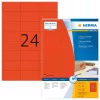 Etiķetes HERMA krāsainas A4 70x37 mm sarkanas papīra matētas 2400 gab.