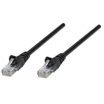 Intellinet tīkla komutācijas kabelis, Cat5e, 0,5 m, melns, CCA, U/UTP, PVC, RJ45, zeltīti kontakti, bez aizķeršanās, ar apvalku, mūža garantija