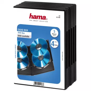 Hama DVD Quad Box, melns, 5 gabalu komplekts 4 diski