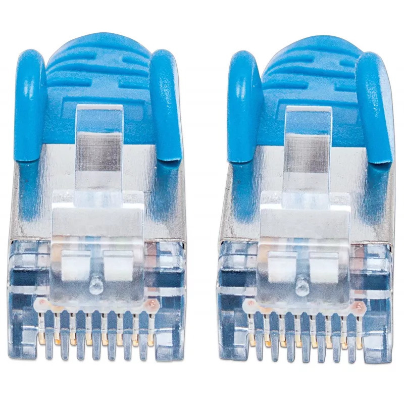 Intellinet tīkla savienotājkabelis, Cat6, 7,5 m, zils, varš, S/FTP, LSOH / LSZH, PVC, RJ45, apzeltīti kontakti, bez aizķeršanās, ar aizsargpārsegu, mūža garantija