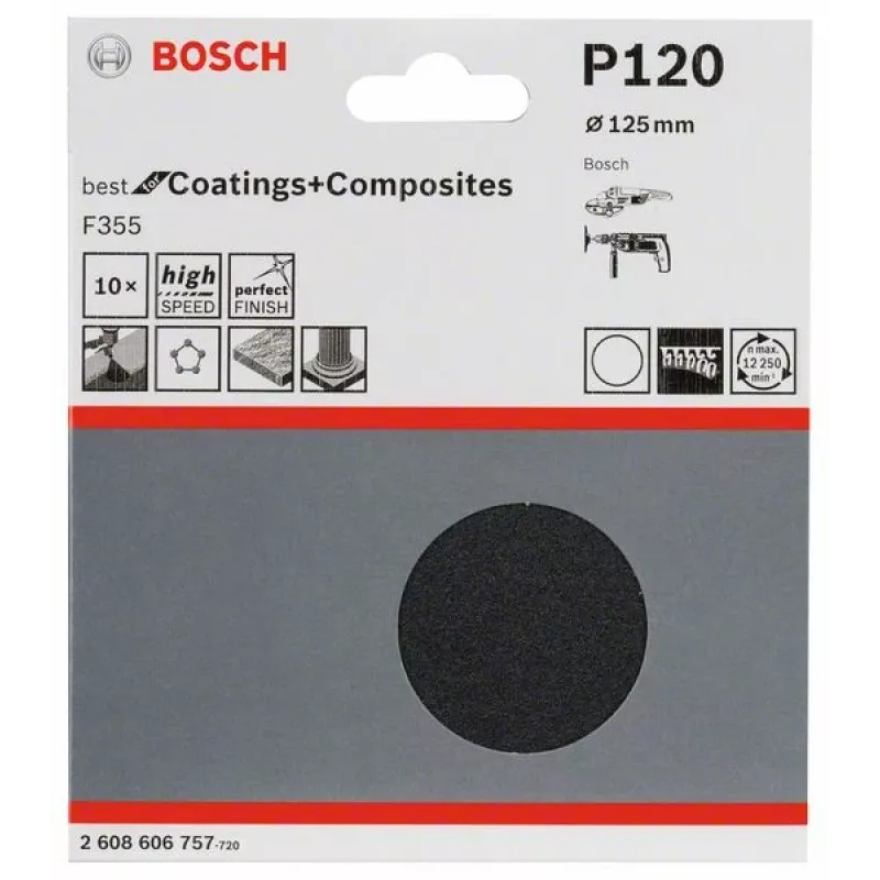Bosch 2 608 606 757 manuālā slīpēšanas piederumu slīploksne Īpaši smalks graudainums P120 10 gab.