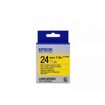 Epson LK-6YB2 magnētiskā lente uzlīmēm melna/dzeltena 24mm (1,5m)