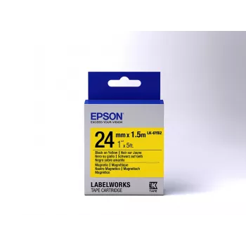Epson LK-6YB2 magnētiskā lente uzlīmēm melna/dzeltena 24mm (1,5m)