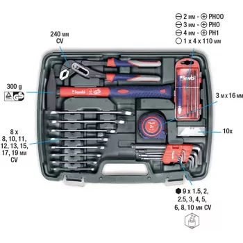 Instrumentu kaste KWB 65 PC 65 instrumenti