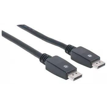 Manhattan DisplayPort 1.1 kabelis, 4K@60Hz, 10m, vīrietis pret vīrieti, ar fiksatoriem, pilnībā ekranēts, melns, mūža garantija