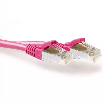 ACT rozā 2,00 metru SFTP CAT6A komutācijas kabelis ar nesaaugšanas aizsargu un RJ45 savienotājiem