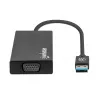 Manhattan USB-A dokotava/caurlaides centrs, pieslēgvietas (x5): Ethernet, HDMI, USB-A (x2) un VGA, Micro-USB barošanas ievades pieslēgvieta (pēc izvēles, tikai tad, ja nepieciešama papildu jauda. Nav obligāta divu monitoru funkcionalitātei. Kabelis nav iekļauts komplektā), alumīnijs, melns, trīs gadu garantija