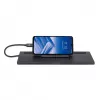 Manhattan USB-C dokstacija/centrmezgls ar karšu lasītāju un MST, pieslēgvietas (x9): Audio 3.5mm, DisplayPort, Ethernet, HDMI, USB-A (x3), USB-C un VGA, ar Power Delivery (100W) USB-C pieslēgvietai (Piezīme: nepieciešams USB-C sienas lādētājs un USB-C kabelis), Visas pieslēgvietas var izmantot vienlaicīgi