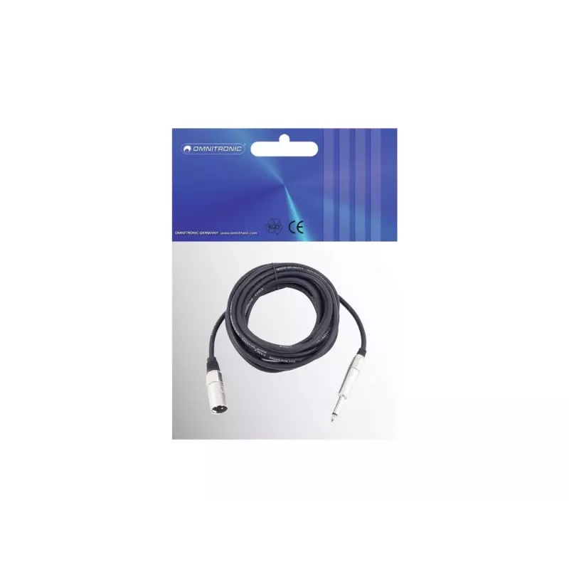 Audio kabelis Omnitronic 3022519D 10 m XLR 3-pin 6,35mm Melns