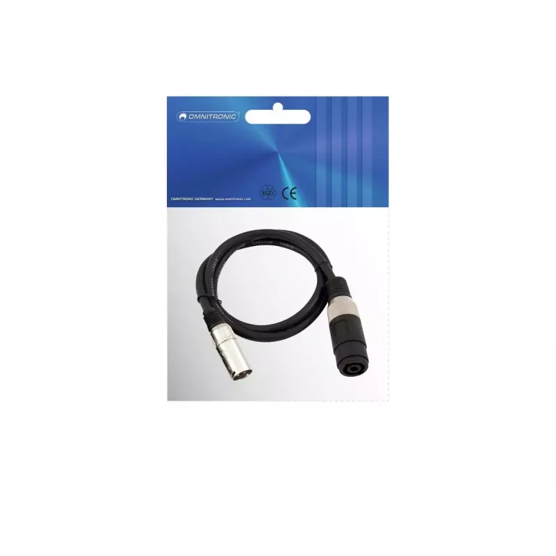 Audio kabelis Omnitronic 30225590 Speakon XLR 1m Melns