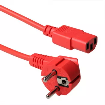 Barošanas vads ACT tīkla kontaktdakša CEE 7/7 (leņķveida) uz C13 savienotāju, 5 m, 250 V 10 A, sarkans