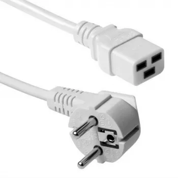 ACT Powercord tīkla savienotājs CEE 7/7 vīrietis (leņķveida) - C19 balts 1,8 m