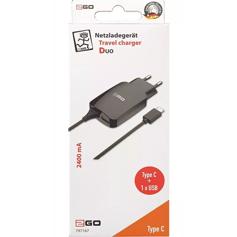 Iekštelpu lādētājs 2GO 797167 Universal Melns AC 5V 1.4m kabelis