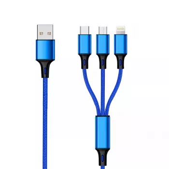 USB kabelis 2GO 797151 1.5m USB B USB C/Micro-USB B/Lightning melns zils