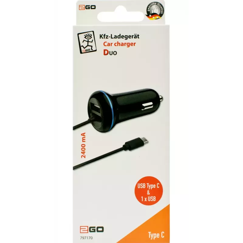 Mobilo ierīču lādētājs 2GO 797170 Universal Melns Cigar Lighter Auto 12/24V USB 1.4m