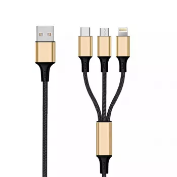 USB kabelis 2GO 797152 3 m USB B USB C/Micro-USB B/Lightning melns zelts