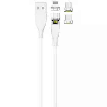 USB kabelis 2GO 797317 1m USB B USB C/Micro-USB B/Lightning Balta