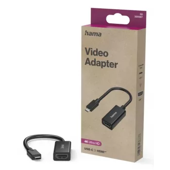 Video adapteris HAMA USB-C uz HDMI Ultra‑HD 4K (modelis 00300087) — pasīvs savienojums video/audio