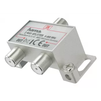Kabeļu sadalītājs HAMA Classic Line 2 ceļu — 2 izejas koaksiālajiem TV/antenas kabeļiem