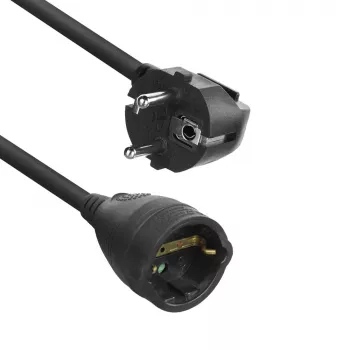 ACT Powercord pagarinātājs CEE 7/7 vīrietis (leņķveida) - CEE 7/7 sieviete melns 10 m