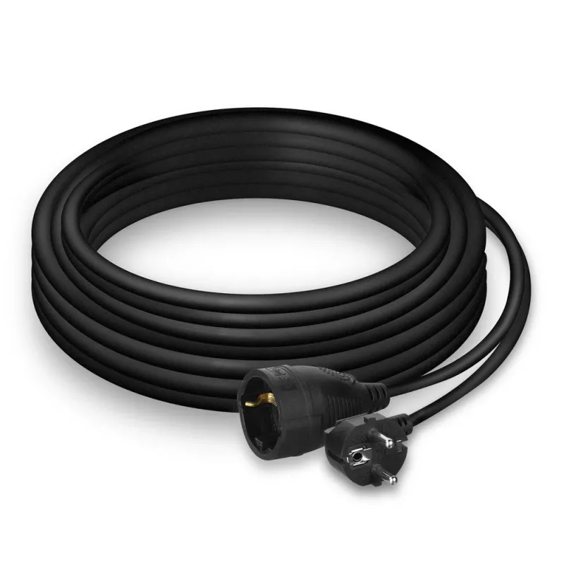 ACT Powercord pagarinātājs CEE 7/7 vīrietis (leņķveida) - CEE 7/7 sieviete melns 10 m