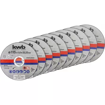 Griešanas disku komplekts kwb 712021 plāns griešanas disks, plakans centrs, 10 gab.