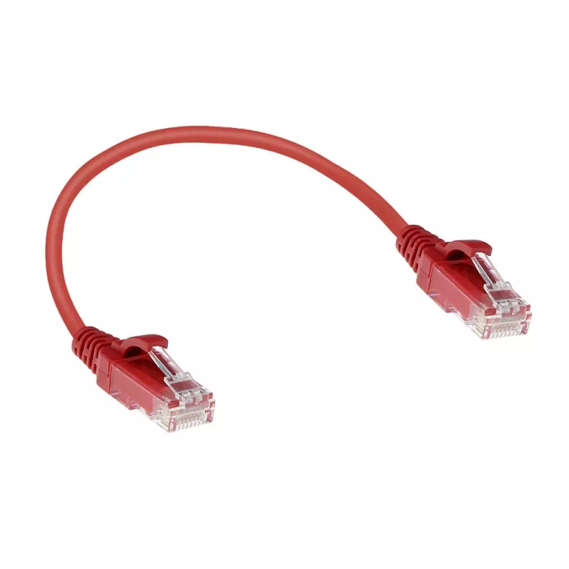 ACT sarkans 0,15 m LSZH U/UTP CAT6 datu centra plāns komutācijas kabelis bez aizķeršanās ar RJ45 savienotājiem