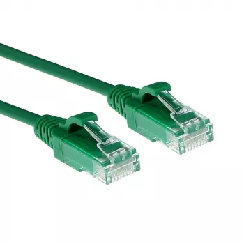 ACT zaļa 0,15 m LSZH U/UTP CAT6 datacentra plānā ielāpu vads ar aizsargātiem RJ45 savienotājiem