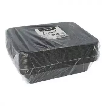 Vienreizējās lietošanas pārtikas uzglabāšanas trauks Papstar 96552 Polipropilēns Melns 227x178x45mm
