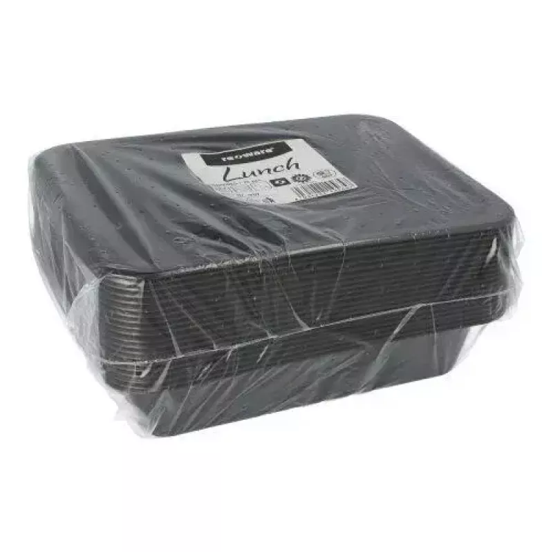 Vienreizējās lietošanas pārtikas uzglabāšanas trauks Papstar 96552 Polipropilēns Melns 227x178x45mm