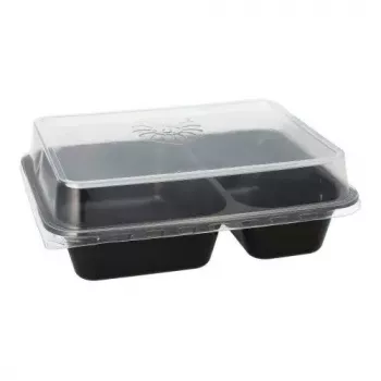 Vienreizējās lietošanas pārtikas uzglabāšanas trauks Papstar 96553 polipropilēns melns 227x178x45mm