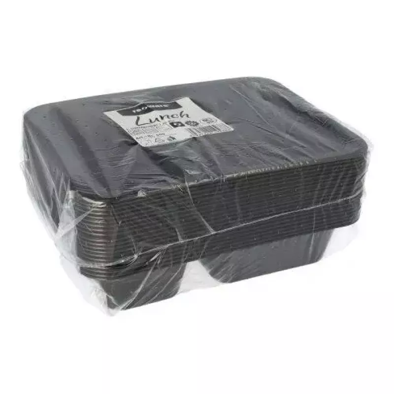 Vienreizējās lietošanas pārtikas uzglabāšanas trauks Papstar 96553 polipropilēns melns 227x178x45mm