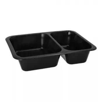 Vienreizējās lietošanas pārtikas uzglabāšanas trauks Papstar 96553 polipropilēns melns 227x178x45mm