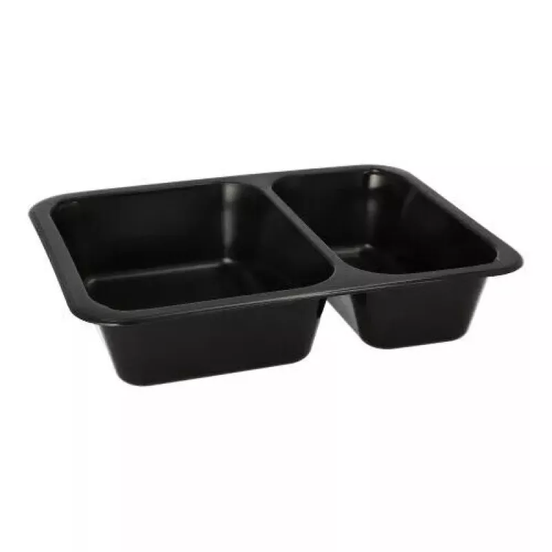 Vienreizējās lietošanas pārtikas uzglabāšanas trauks Papstar 96553 polipropilēns melns 227x178x45mm