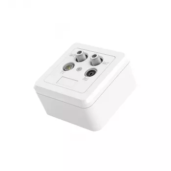 Hama 00205354 kontaktligzda 2x SAT + TV + Radio Balta
