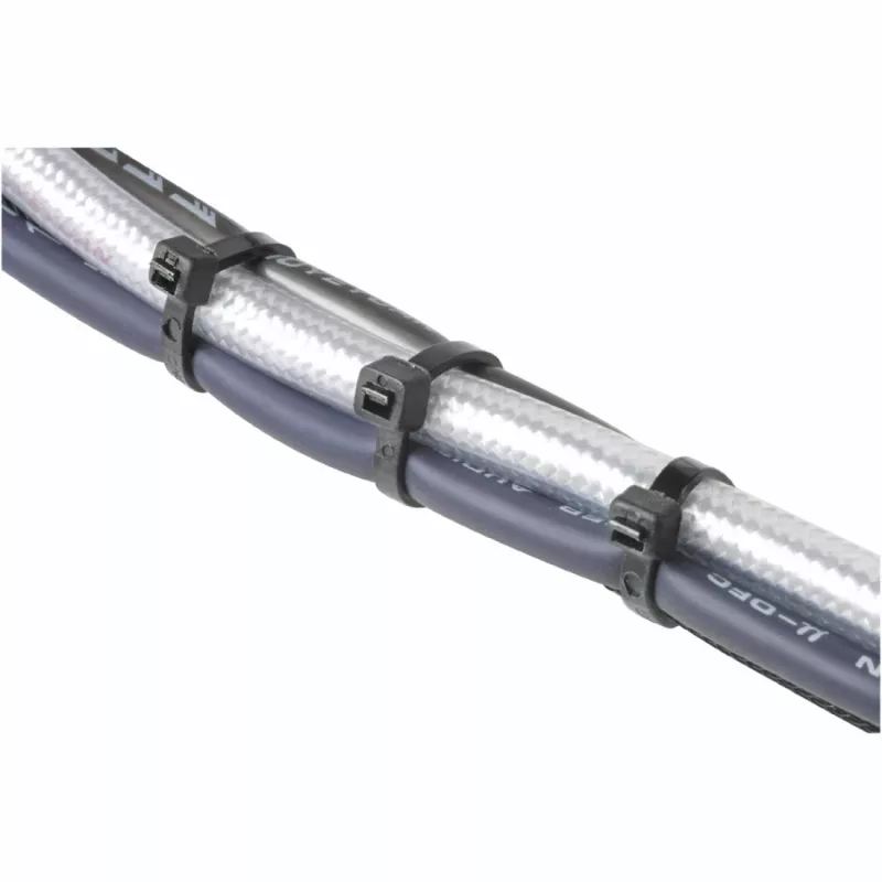 Hama 00221002 kabeļu saite Āķa un cilpas tipa kabeļu saite Plastmasa Melna 150 gab.